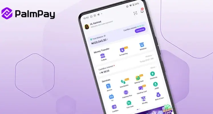 PalmPay launches USSD code in Nigeria, enabling millions to access financial services without internet, enhancing financial inclusion. (Image source: Palmpay) PalmPay App Interface